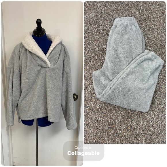 Pants - Cozy Gray Sherpa Pullover and Pants